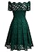 MissMay Women's Vintage Floral Lace Short Sleeve Boat Neck Cocktail Formal Swing Dress (X-Small, E-Green)