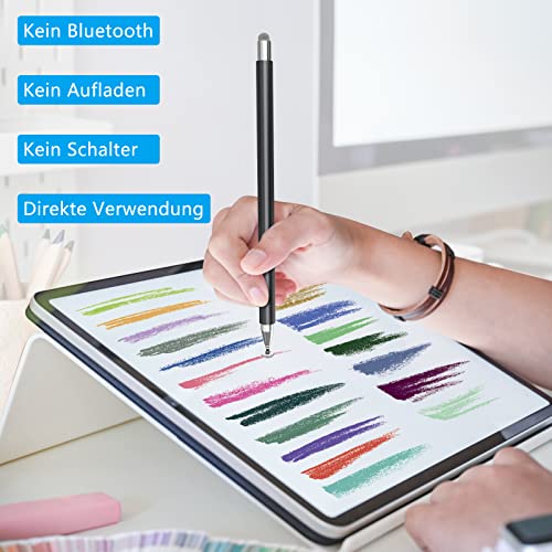 Tablet Pen for All Tablets, 2 in 1 Stylus Pen, SENKUTA Touchscreen Pen for All Tablets/Mobile Phones, Apple iPad, iPhone, Samsung, Surface, Lenovo, Chromebook, Huawei Android iOS. Black