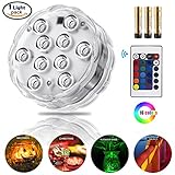 Pool Lights by TrendWind,IR Remote Controlled 10-LED RGB Waterproof Battery (Included) Powered Lights for Vase Base,Pond,Garden,Party,Fishbowl,Christmas,Halloween Submersible Led Lights (1pack)