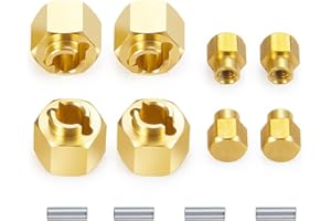 RCLIONS Brass RC Wheels Hubs Hex 5mm Extended Wheel Spacers for All 1/24th AXIAL SCX24 Deadbolt C10 Gladiator Bronco JLU Base Camp RC Crawler Truck Car Upgrades