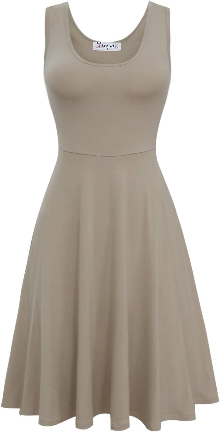 TAM WARE Womens Casual Fit and Flare Floral Sleeveless Dress