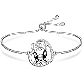 Talonior Boston Terrier Bracelet Puppy Dog Bracelet for Women S925 Sterling Silver Cute Animal French Bulldog Jewelry Christmas Gift