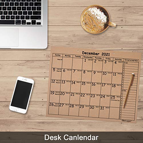 Kraft Desk Calendar 20212022, Wisdompro Monthly and Weekly Rustic
