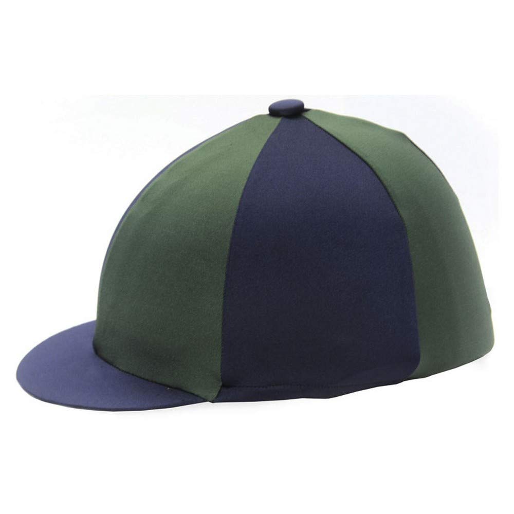 HY Two Tone Green and Navy Lycra Riding Hat Silk