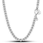 Dankadi Men Solid 925 Sterling Silver Bead Necklace Women 4MM 6MM Round Prayer Beads Link Chain 18 "20" 22 "24" 26 "28" 30" 32" 34" Italy Jewelry Gift