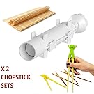 Sushi Bazooka, Sushi Mat and Two Sets of Bamboo Chopsticks and Silicone Helper (Training) Chopsticks,Kitchen Appliance Machine Rice Roller Making Kit