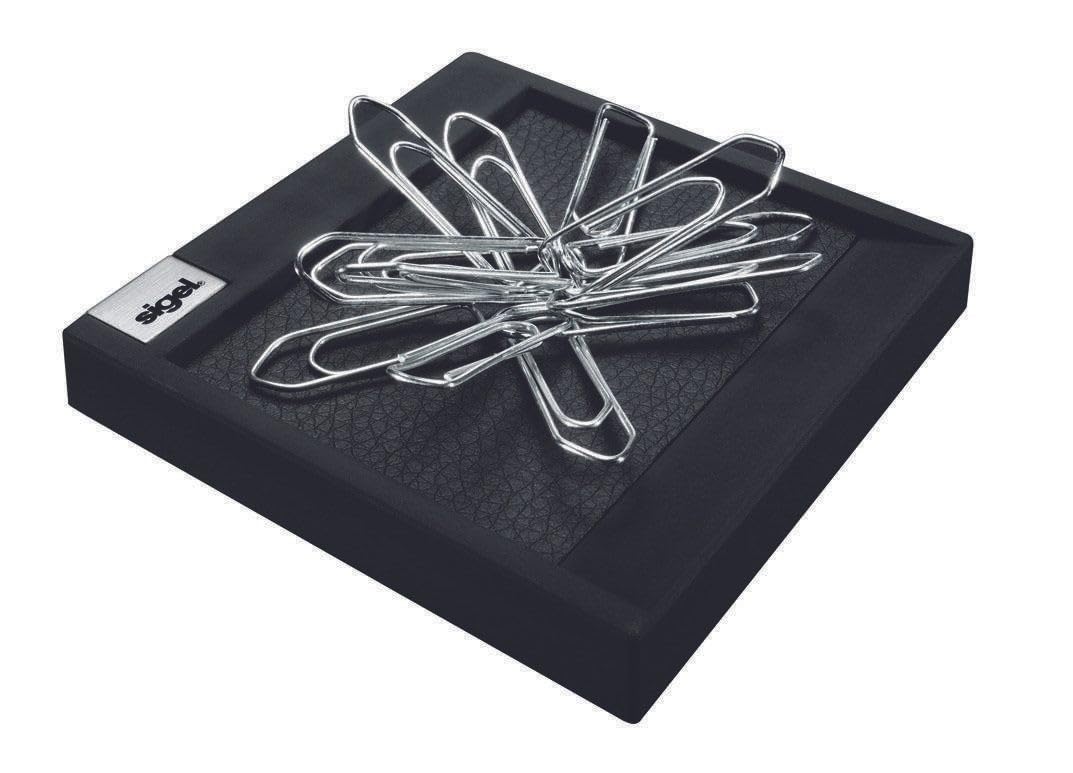 SIGEL SA536 Paper Clip Carrier, imitation leather, 7.5 x 7.5 cm, Black