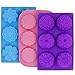 3 Pcs Flower-Shaped Mooncake Molds, FineGood Mini Muffin Silicone Molds Cake Pan Siliocne Baking Mold for Jelly Pudding Cookies DIY Handmade Soap - Purple, Blue, Pink