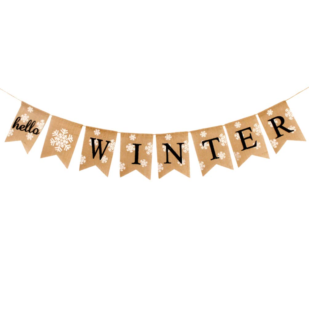 Toyvian Banner Burlap Banner Jute Bunting Holiday Mantel Fireplace Winter Christmas Bunting Decoration