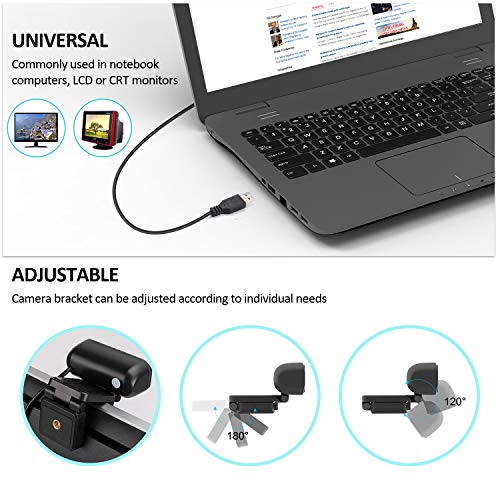 HD Pro Webcam, TedGem 8MP Fixed Focus 4K/1080P Full HD Webcam USB Webcam Desktop Laptop Camera Live Streaming Webcam Built-in Mic Widescreen HD Video Webcam, Flexible Rotatable Clip[Upgraded Version]... - Thumbnail 5