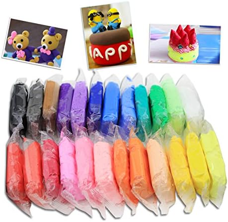 24 Color Modelling Clay Set by Shackgear Using Non-Toxic, Non Sticky, Stretchy Material for Beginning or Professional Artists