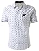 Allegra K Men Point Collar Button Down Short Sleeve Anchor Pattern Casual Shirt