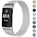 CAVN Metal Bands Compatible for Fitbit Charge 3 / Charge 3 SE Bands Women Men Small Large, Replacement Stainless Steel Accessory Watch Wrist Straps