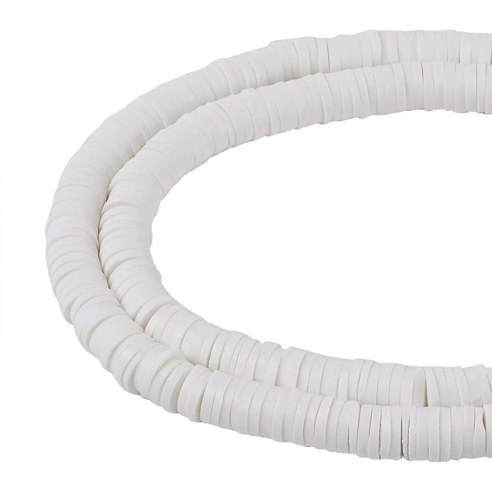 Beadthoven 380pcs 6mm Flat Round Polymer Clay Spacer Heishi Beads Disc Ghana African Slice Loose Beads for Summer Boho Surfer Bracelet Beading Jewelry Making, 17.7''