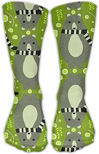 Little Bears And Flowers In Green Man Womens Dress Socks Funky Badminton Comfort Moisture Wicking Non Slip Sock Shoe Size 6-10