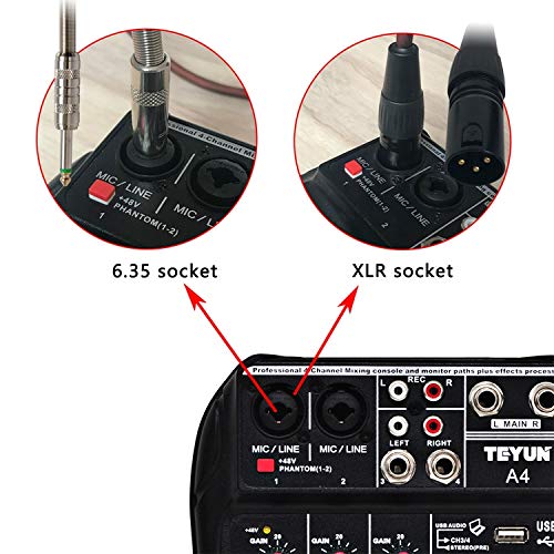 RONSHIN Electronics Sound Mixing Console with Bluetooth Record 4 Channels Audio Mixer for Stage Performance Family K Songs Set 2 US Plug - Thumbnail 4