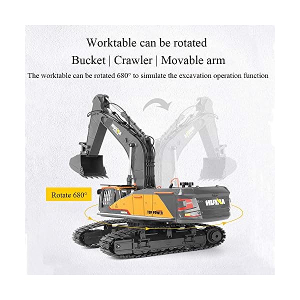 WXG1 Fernbedienung Bagger Spielzeug 1/14 Scale RC Bagger, 22-Kanal-Upgrade Vollfunktions Baufahrzeuge Wiederaufladbare… – Bild 4