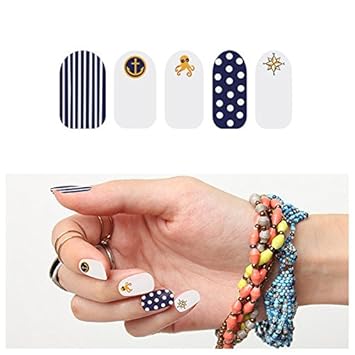 Amazon Com Cute Blue White Yellow Black Nautical Stipes Dots Anchor