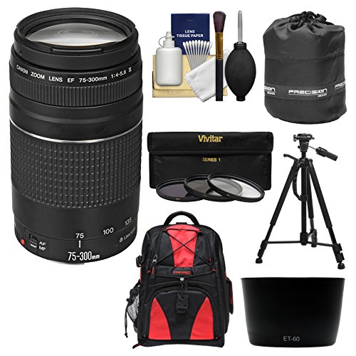 Buy Canon EF 75300mm f/45.6 III Zoom Lens with Backpack + Tripod + 3