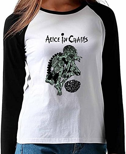 Womens Funny Alice In Chains Baseball Sweatshirt T-Shirt M White
