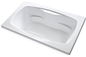 Carver Tubs - AR7242 - Acrylic Fiberglass Soaking Rectangle Bathtub - White Two Person Acrylic Bathtub For Bathroom w/Armrest - Deep Relaxing Soak - Modern Built-in Armrest - 72"L x 42"W x 20.5"H