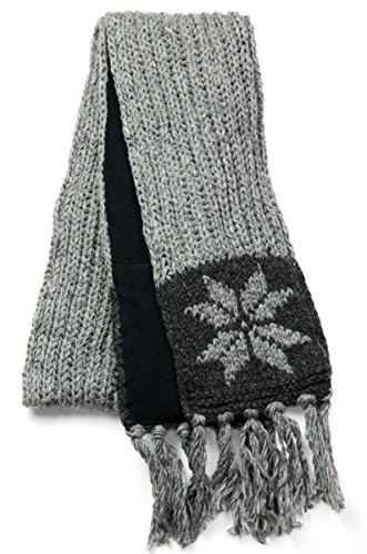 Three Cranes Gallery Menâ€™s Wool Snowflake Scarf - Pewter & Charcoal