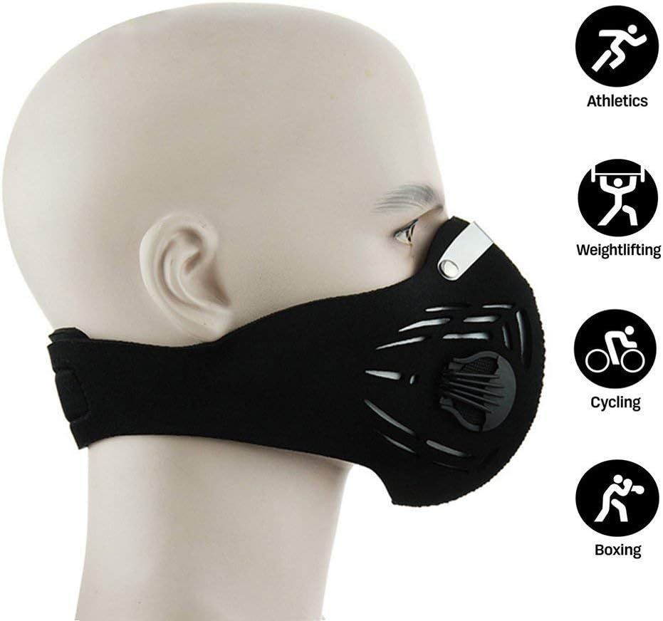Training Mask Gas Mask MMA High Altitude Dustproof Mask Exhaust Gas Anti Pollen Allergy PM2.5 Face Mask for Running Cycling Outdoor Sports Workout Fitness