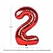 40 Inch Red Large Numbers Birthday Party Decorations Helium Foil Mylar Big Number Balloon Digital 2