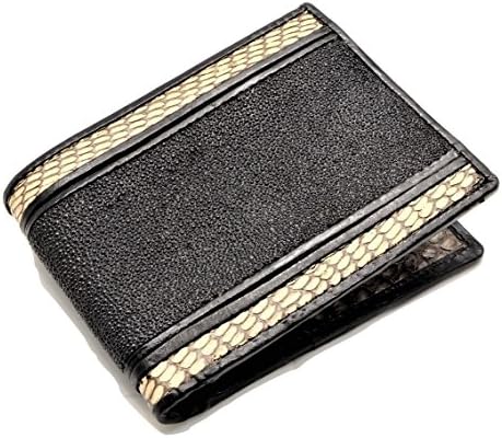 Genuine Stingray Leather Wallet Bifold Cobra skin Stripe Interior W 4.5" x L 4"