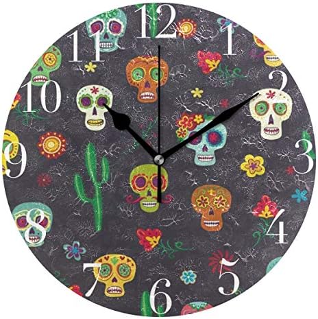 FunnyCustom Round Wall Clock Cactus Taro Acrylic Creative Decorative for Living Room/Kitchen/Bedroom/Family