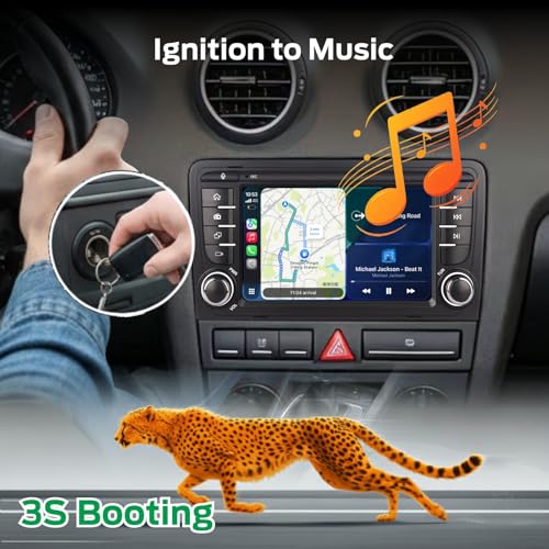 Autoradio Linux per Audi A3 S3 RS3 2003-2012 con CarPlay Wireless e Android Auto, avvio in 2 secondi, comandi fisici tramite manopola, audio di livello OEM, Porta Quadlock Plug & Play