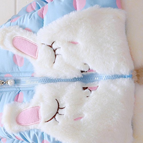 WensLTD Toddler Girls Cute Rabbit Ear Coat Winter Warm Fur Coat Cloak Overcoat Hoodies (6M, Blue)