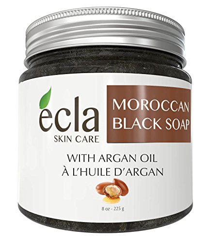 Moroccan Black Soap with Organic Argan Oil - Spa Grade - 100% Pure Natural for Face and Body to Remove Dead Skin Cells (Large 8 Ounce ) Moisturizer and Cleanser for Hammam, Bath and Shower