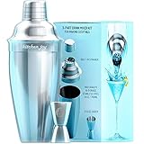 Cocktail Shaker Bar Set by Kitchen Joy - Premium Bundle with Jigger and Built-In Strainer 24oz and FREE Recipes eBook