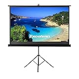 Excelvan Projector Screen with Stand, Indoor Outdoor Portable 100 Inch Diagonal HD 16:9 Projection Screen Adjustable Strong Tripod Base Legs Wrinkle-Free Design Includes Carry Bag