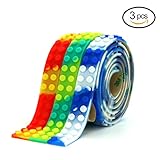 Qingo Building Blocks Tape Compatible lego Collection Construction Play Room Decoration Self-Adhesive tape 3 Rolls (Mix Red+Blue+Green)