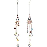 2 Pcs Crystal Hanging Ornaments, Sun & Moon Crystal Suncatcher, Hanging Crystals for Decoration, Window Ornament, Home Decoration, Ideal Gift