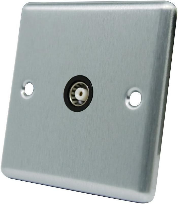 AET CSC1GTVBL 1-Gang Satin Finish Chrome Classical TV Coaxial Female Socket with Black Insert