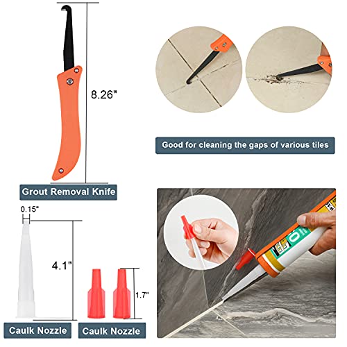 Upgraded 5 in 1 Caulking Tool (Stainless Steel Head), Reecola Silicone