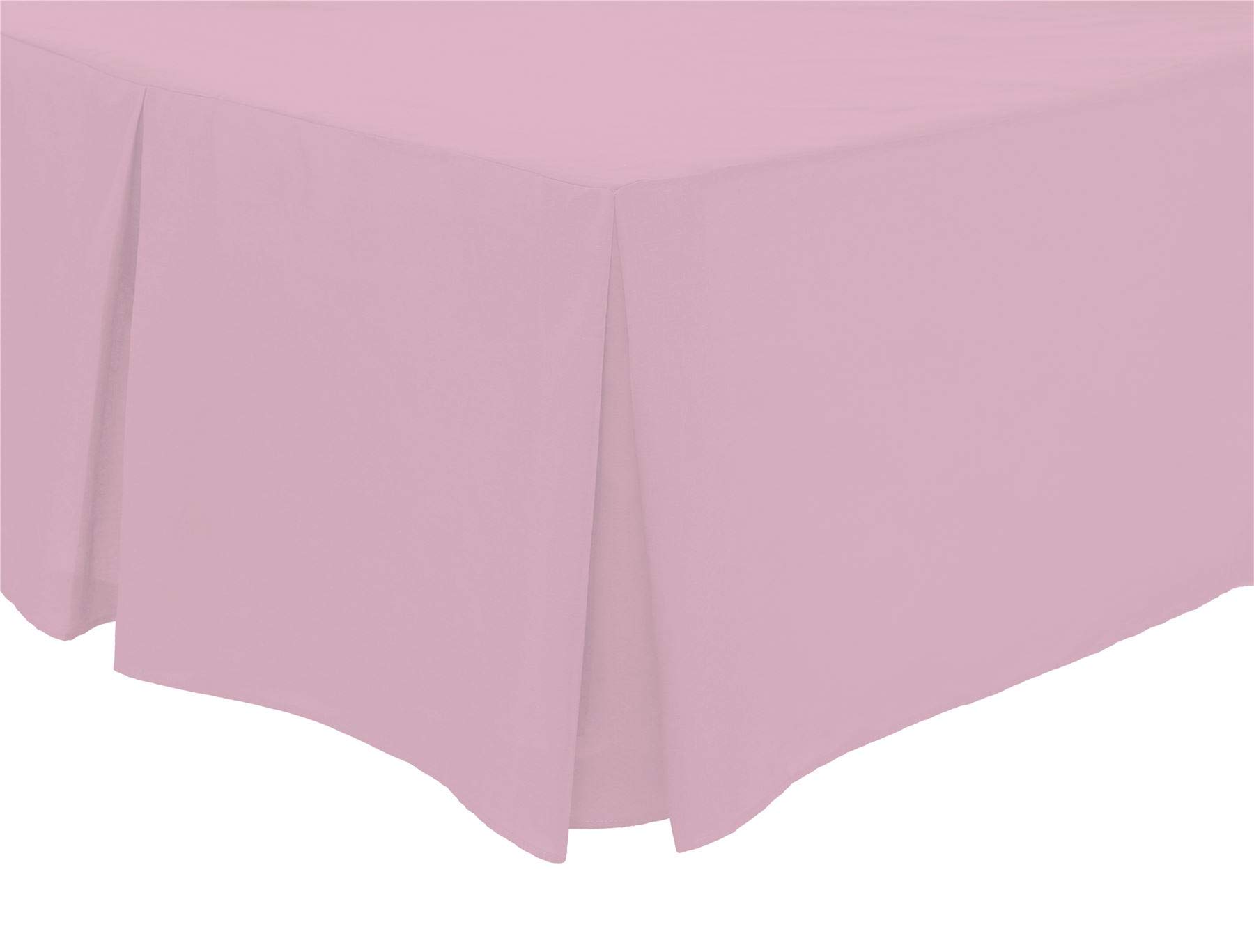 Olivia Rocco Pleated Base Valance Sheet Easy Care Polycotton Base Valances, Single Light Pink