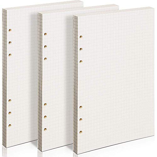 A5 Refill Paper Refillable Paper Squared Filler Paper Loose Leaf Paper 6-Holes Inserts 135 Sheets 270 Pages