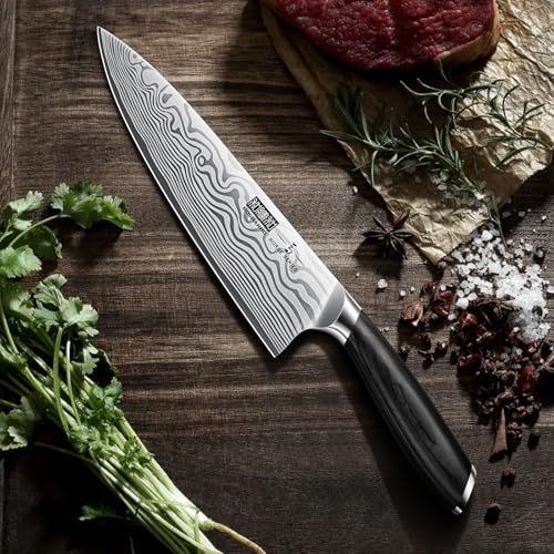 HOSHANHO 5 Piece Kitchen Knife Set, Professional Chef Knife Set Powder Steel, Ultra Sharp Japanese Kitchen Knife with Ergonomic Handle by Pakkawood