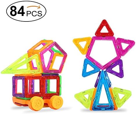 Mini Magnetic Building Blocks, Packfun 84pcs Construction Toys Set for Toddlers and Parents with Education Exploration and Enjoyment