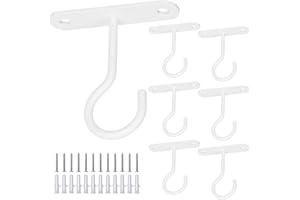 Eyrosa Ceiling Hooks for Hanging Plants 6 Pack, White Ceiling Plant Hangers Indoor, Metal Ceiling Hooks for Hanging Lights,Bird Feeder, Lantern, Wind Chime, Planter
