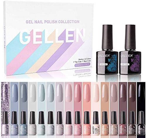 Gellen ジェルネイル カラージェル 16色セット UV/LED対応 ポリッシュタイプ ベーストップ付き