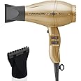 Turbo Power Twin Turbo 3900 Advanced Ionic & Ceramic Eco Friendly Gold Hair Dryer + M Hair Designs Hot Blow Attachment (Bundle) – Fast-Drying, Frizz-Control, Professional Hair Styling
