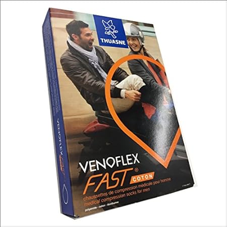 Amazon 一般医療機器 医療用弾性ストッキング 男性用 Thuasne Venoflex Fast コットン メンズハイソックス 15 mmhg 27hpa M ブラック Venoflex 着圧ストッキング