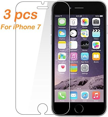iphone7 Screen Protector (3 Pack) Tempered Glass HD Clarity with 9H Hardness Bubble-Free and Anti-Fingerprint for iphone7