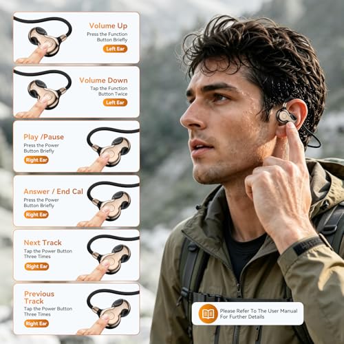 OHAYO Running Headphones Wireless, Open Ear Headphones Wireless, Bluetooth V6.0 Earphones, Noise Cancelling Mics, IPX7 Waterproof,10h Playtime for Running, 2h Magnetic Fast Charging