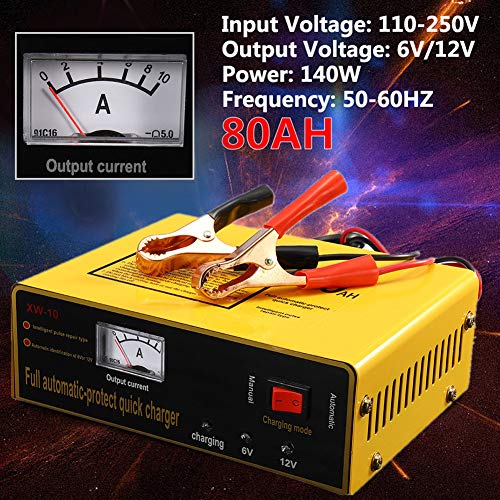 Shentesel Automatic Intelligent Car Vehicle Motorcycle Battery Charger 6V/12V 80AH 140W - Yellow - Thumbnail 2